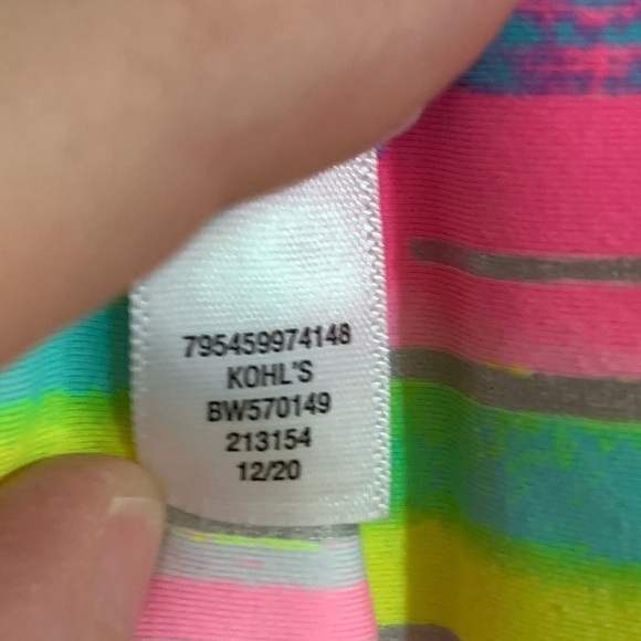 SO Fully Lined Pink Pastel Striped One-Piece Bathing/Swimsuit. Size 7/8 - Picture 5 of 5